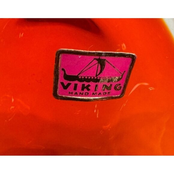 VTG VIKING AMBERINA CADMIUM CANDY DISH *IT GLOWS* 4.5" H X 7" W W/STICKER - Picture 6 of 9